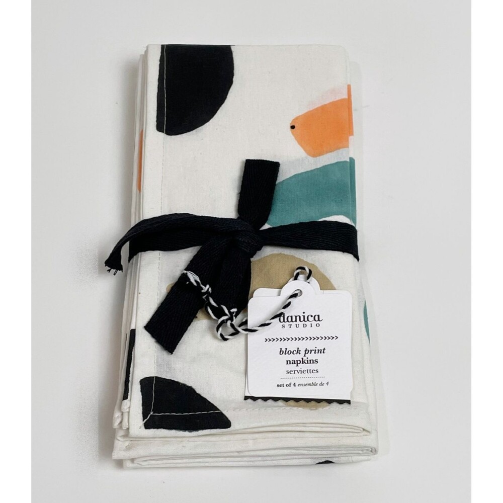 Danica Studio Block Print Cotton Napkins 18" x 18" Set of 4